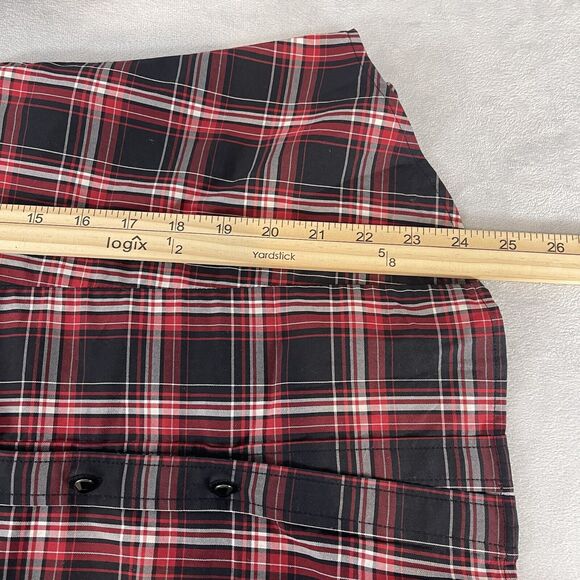 Talbots Top Women 8 Red Black Plaid Ruffle Button Up Blouse Gothic Grunge Twee - Picture 8 of 8